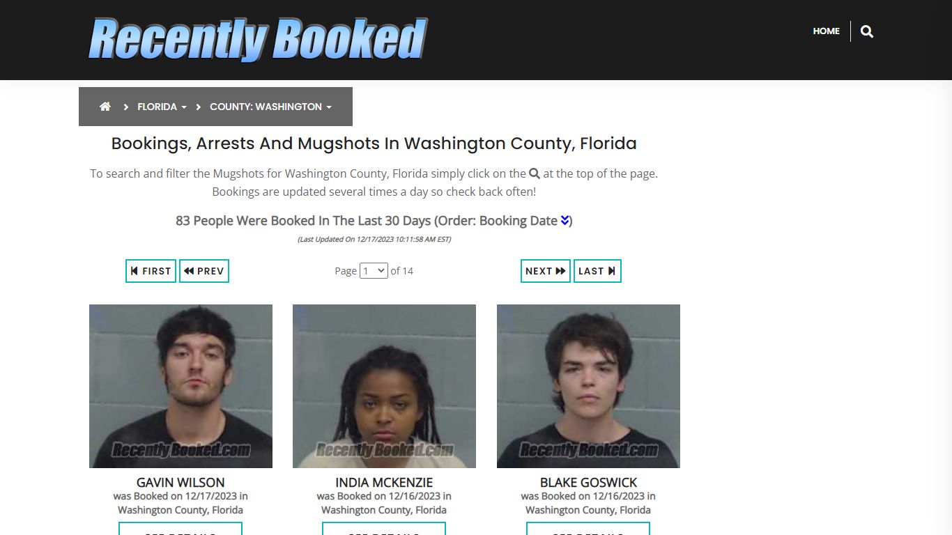 Bookings, Arrests and Mugshots in Washington County, Florida